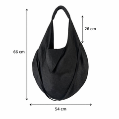 Eco Linen Hobo Bag - Black Minimalist Shoulder Tote