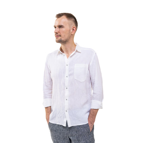 White Men`s Linen Shirt