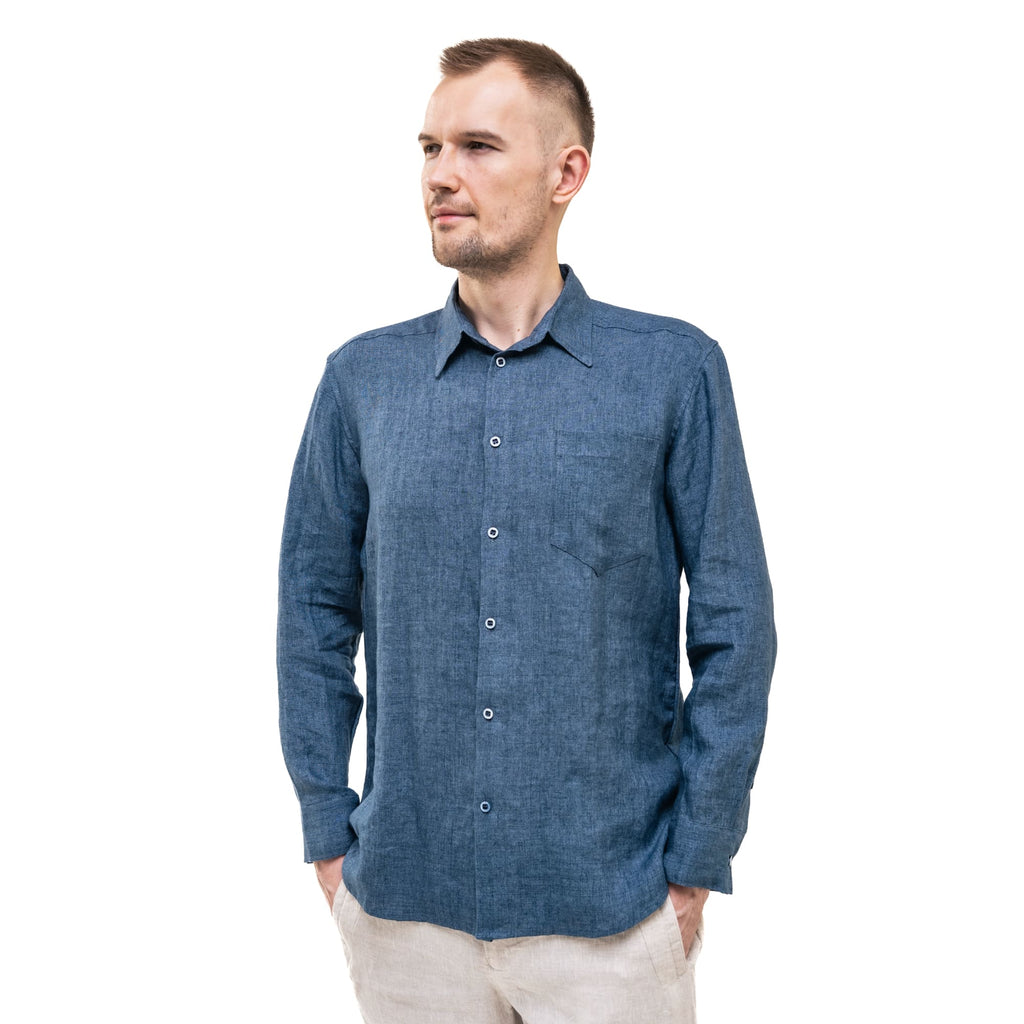 Dark blue Men`s Linen Shirt