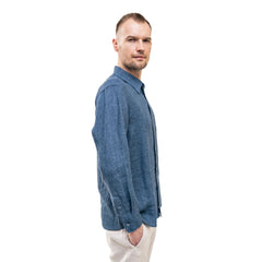 Dark blue Men`s Linen Shirt