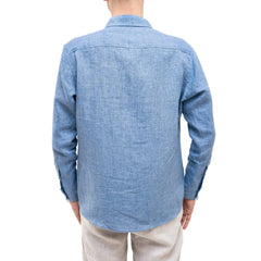 Blue Men`s Linen Shirt