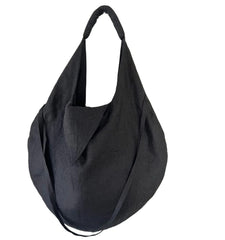Eco Linen Hobo Bag - Black Minimalist Shoulder Tote
