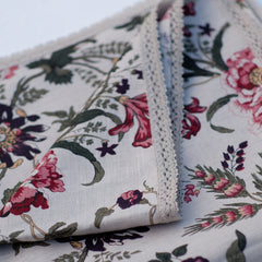 Linen tablecloth with flower print