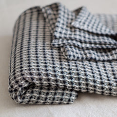 Linen Throw Natural linen/black waffle