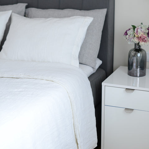 Luxury Soft White Linen 100% Linen Duvet Cover with Buttons