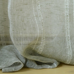 Linen Curtain with woven boucle stripes