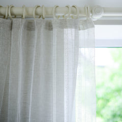 Linen Curtain with woven boucle stripes